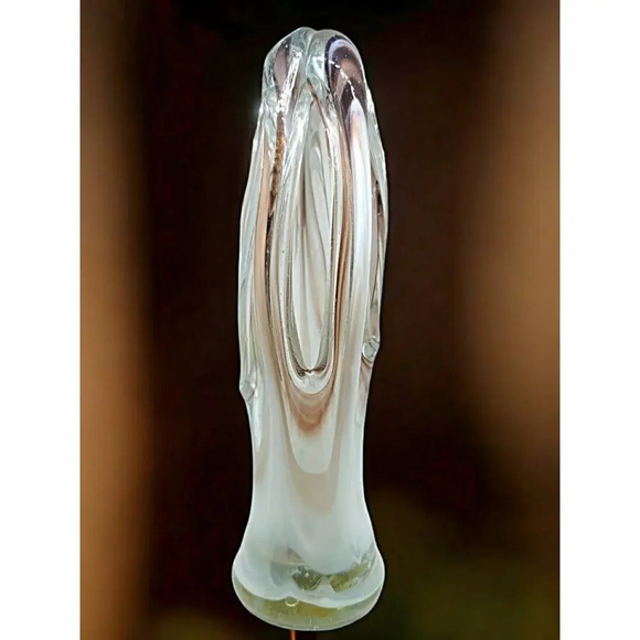 Hand Blown Art Glass Sculpture Brown, White, Clear - Picture 1 of 8
